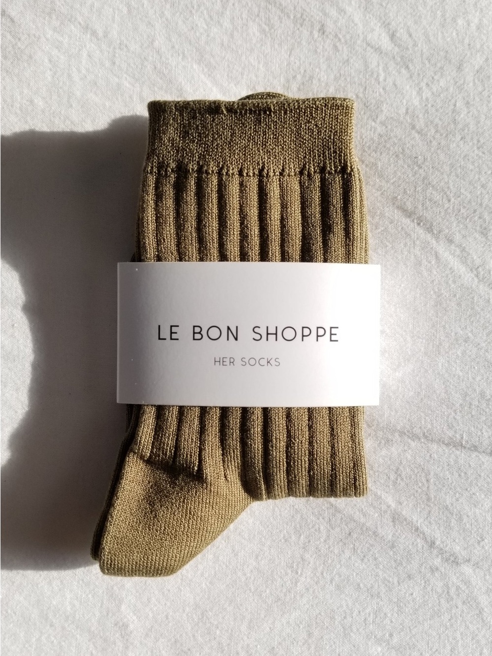 NWT Le Bon Shoppe Her Socks in Pesto (Olive Green)